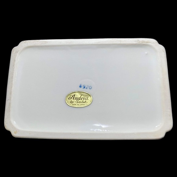 Andrea by Sadek Porcelain Flower Frog Chinoiserie Blue White with Birds - Picture 8 of 9